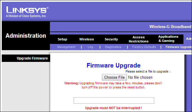 linksys wrt54g firmware upgrade